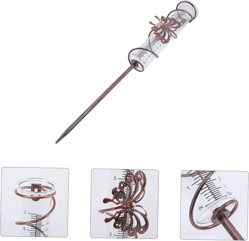 مقياس مطر حديقة معدني مع وتد، أنبوب زجاجي شفاف، أداة قياس هطول الأمطار سهلة القراءة - Image 2